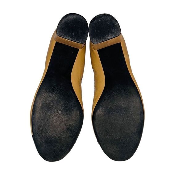 TORY BURCH Women's Tan Black Leather Block Heel Pump Shoes 10M - Picture 4 of 6